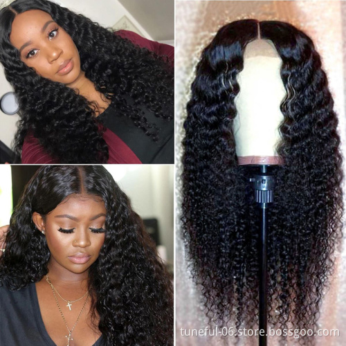 High Quality Human Hair Wigs Virgin Remy Brazilian HD Transparent Frontal Kinky Curly Deep Wave Lace Front Wig For Black Women